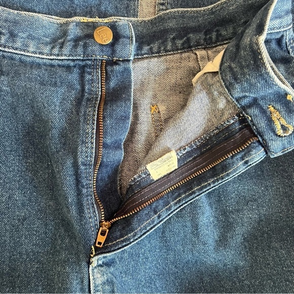 VINTAGE Lee Denim Midi Jean Skirt 1980s Size 14 Vtg 80s - Picture 7 of 10